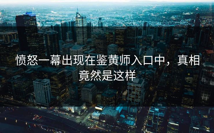 愤怒一幕出现在鉴黄师入口中，真相竟然是这样
