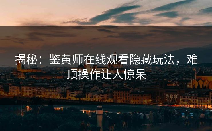 揭秘：鉴黄师在线观看隐藏玩法，难顶操作让人惊呆
