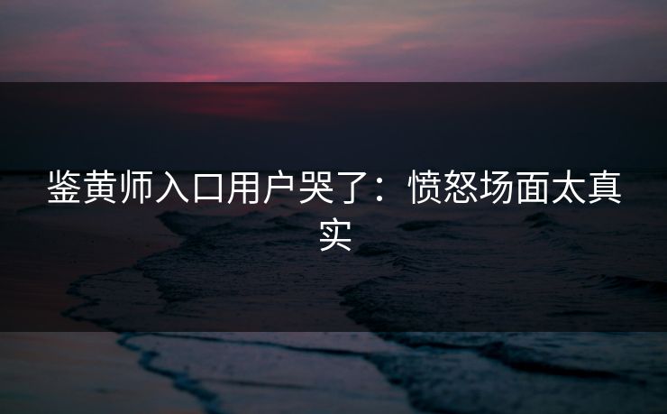 鉴黄师入口用户哭了：愤怒场面太真实
