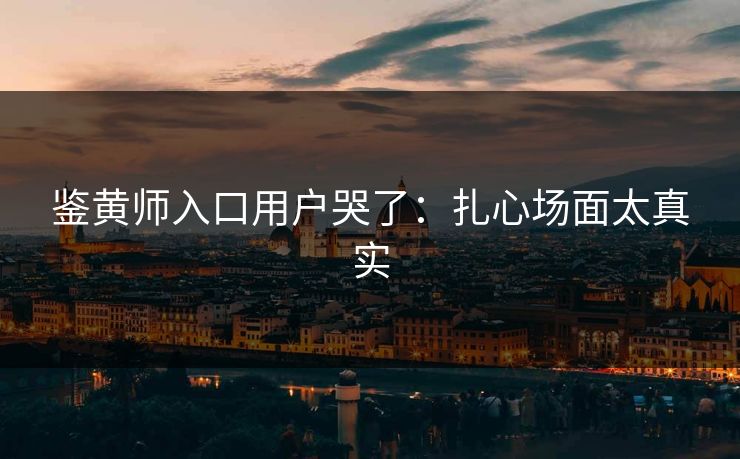 鉴黄师入口用户哭了：扎心场面太真实