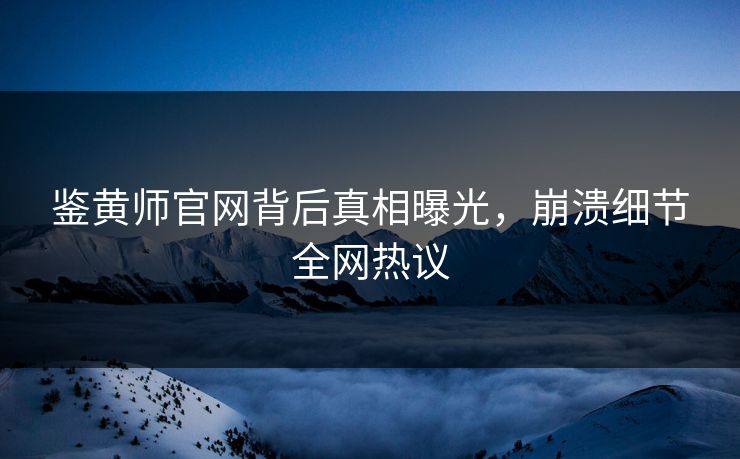 鉴黄师官网背后真相曝光，崩溃细节全网热议
