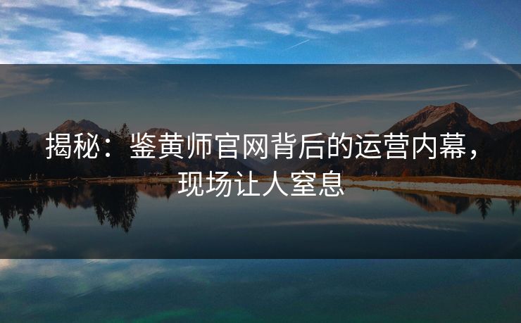 揭秘：鉴黄师官网背后的运营内幕，现场让人窒息