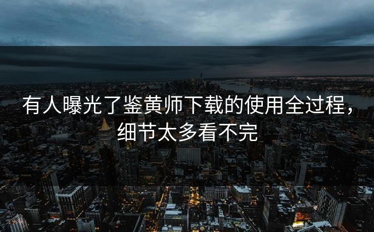 有人曝光了鉴黄师下载的使用全过程，细节太多看不完