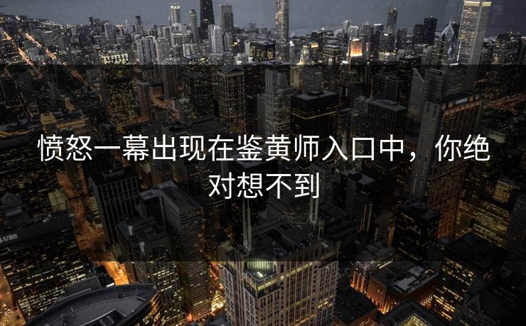 愤怒一幕出现在鉴黄师入口中，你绝对想不到