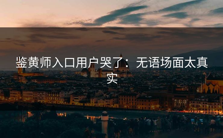 鉴黄师入口用户哭了：无语场面太真实