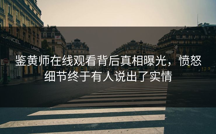 鉴黄师在线观看背后真相曝光，愤怒细节终于有人说出了实情