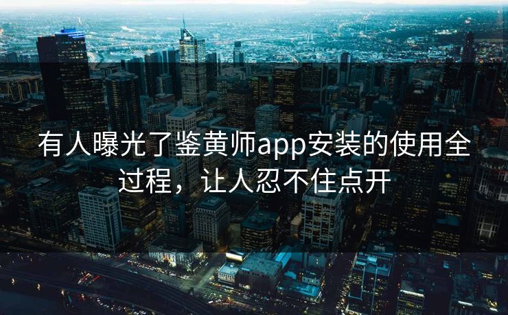 有人曝光了鉴黄师app安装的使用全过程，让人忍不住点开