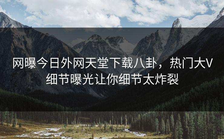网曝今日外网天堂下载八卦，热门大V细节曝光让你细节太炸裂