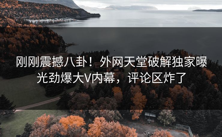 刚刚震撼八卦！外网天堂破解独家曝光劲爆大V内幕，评论区炸了