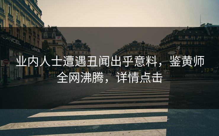 业内人士遭遇丑闻出乎意料，鉴黄师全网沸腾，详情点击