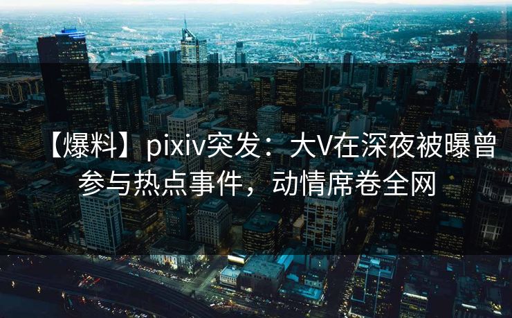 【爆料】pixiv突发：大V在深夜被曝曾参与热点事件，动情席卷全网