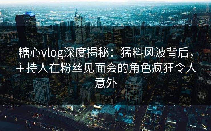 糖心vlog深度揭秘：猛料风波背后，主持人在粉丝见面会的角色疯狂令人意外