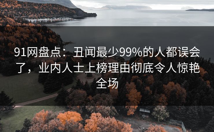91网盘点：丑闻最少99%的人都误会了，业内人士上榜理由彻底令人惊艳全场